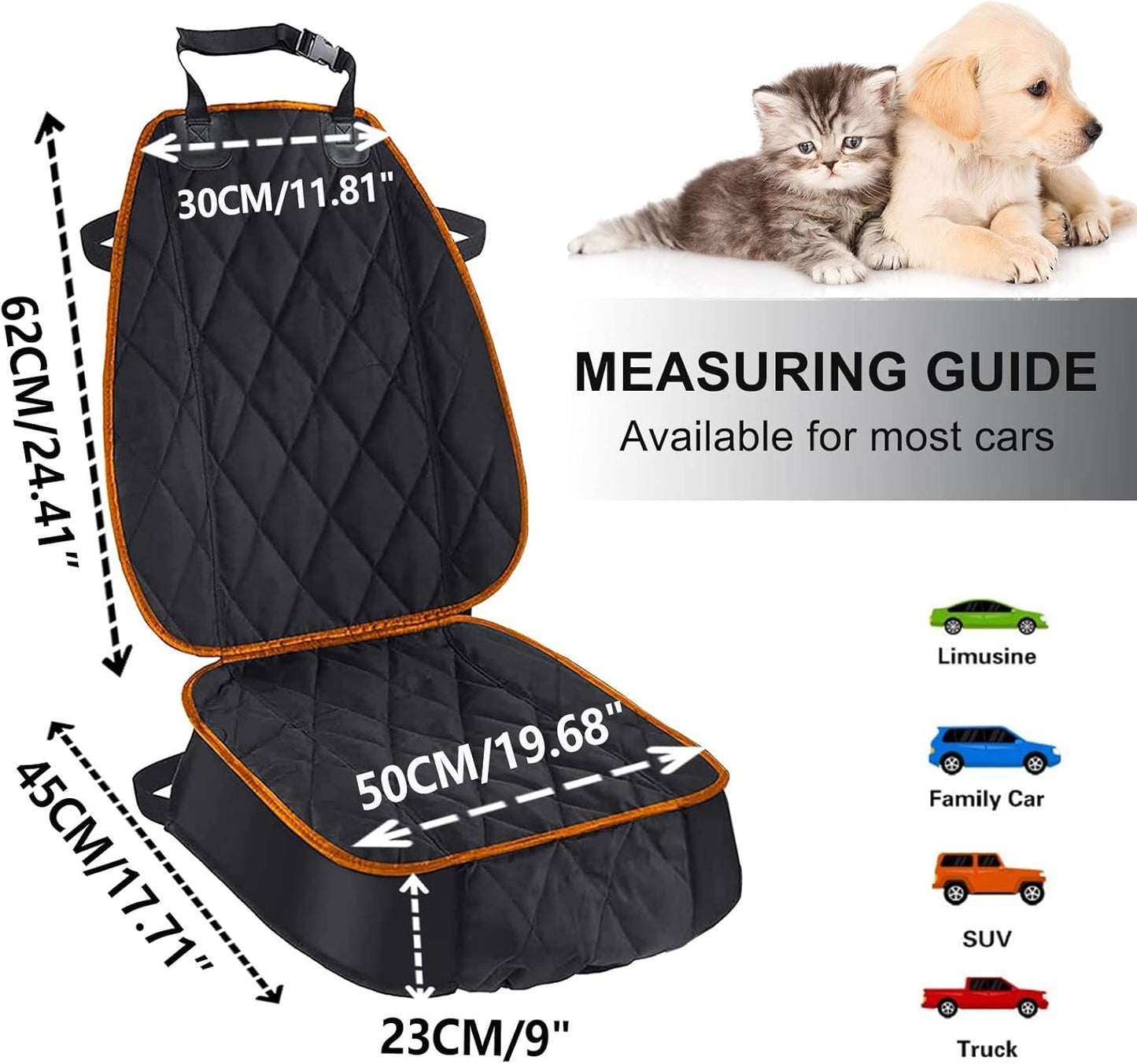 Dog Seat Cover Cars Trucks Suvs, Thick 600D Heavy Duty Pets Car Seat Cover, Waterproof & Wear-Resistant Durable Nonslip Backing & Hammock Convertible