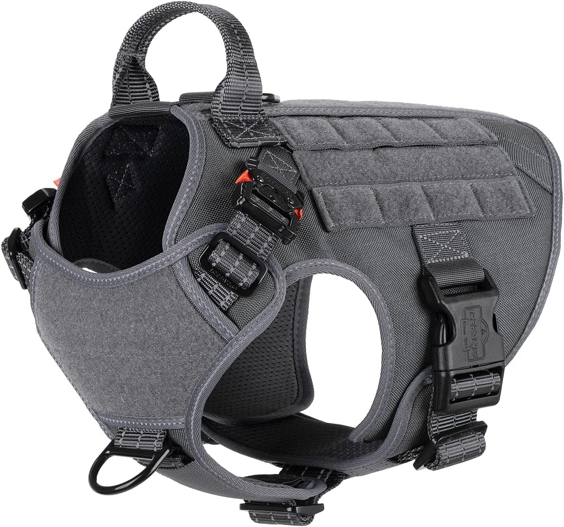 Tactical Dog Harness ,Medium Size, 2X Metal Buckle,Working Dog MOLLE Vest with Handle,No Pulling Front Leash Clip,Hook and Loop Panel